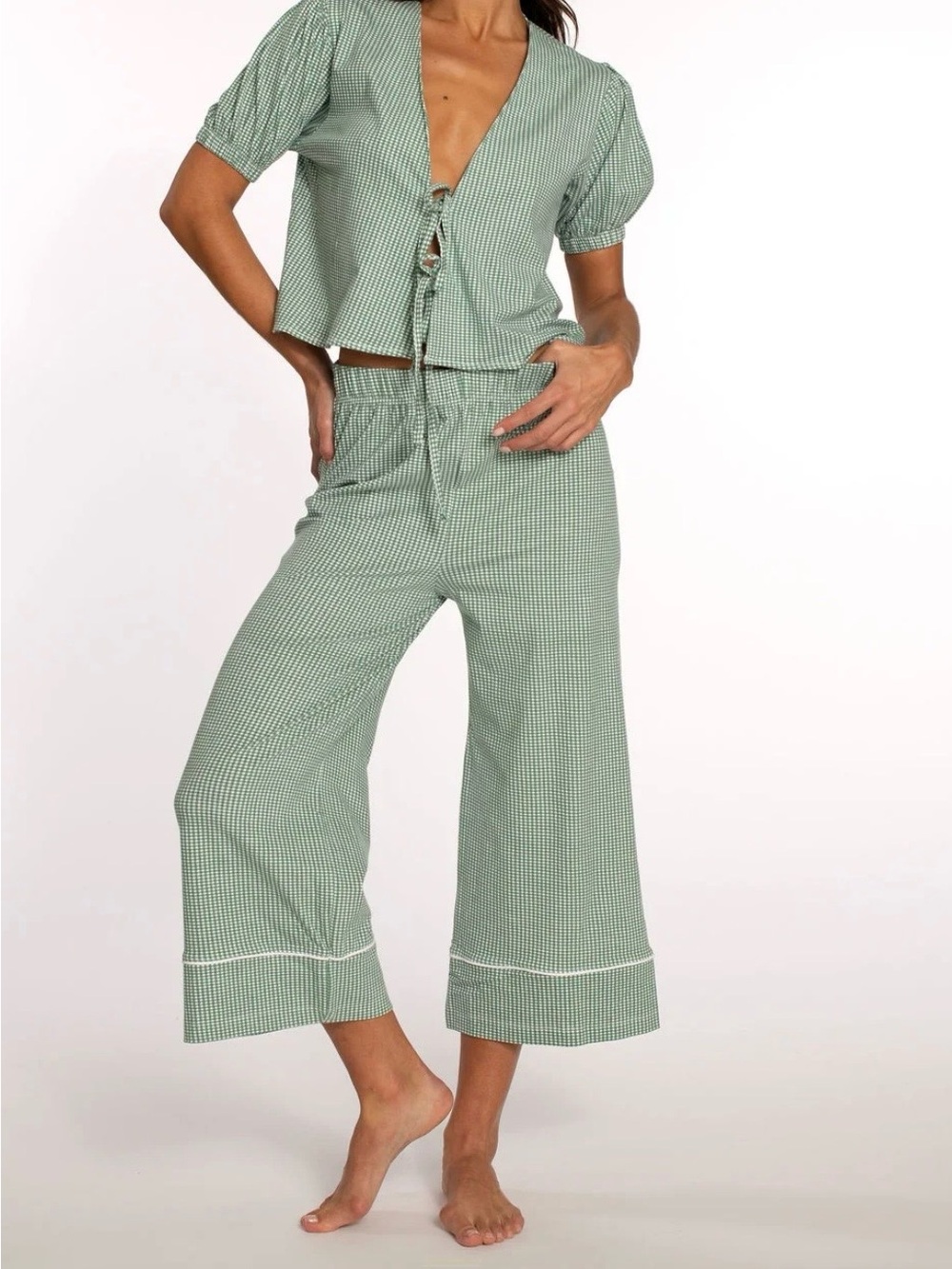ELBY THE FLORIE GREEN GINGHAM SET - Size M